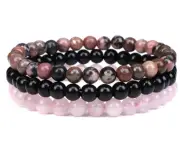 Triple-Layered Colorful Bead Bracelet- Pink