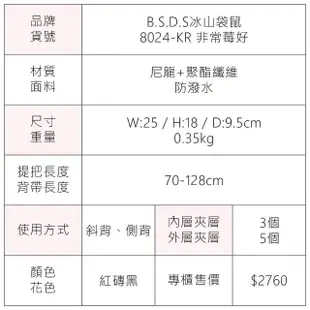 【冰山袋鼠】非常莓好 - 織帶拼接多層收納貝殼包 - 紅磚黑(8024-KR)