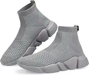 [Santiro] Walking Shoes for Men Lightweight High Top Sneakers Breathable Knit Athletic Running Shoes Fashion Gym Sports Shoes