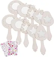 MERRYHAPY Handheld Boys and Girls Mirror Unfinished Craft Mirror for Boys and Girls Diy Set Painting Supplies for Children