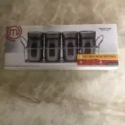 Master Chef TV Series Stainless Steel 3OZ. Spice Jar Set Of 4 With Rack NEW!