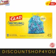 Glad Recycling Tall Drawstring Kitchen Trash Bags, Blue, 13 Gallon, 45 Count