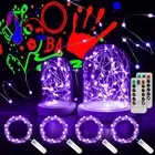 4 Pack Black Light Fairy Lights Battery Operated with Remote, 7Ft 20 LED UV B...