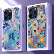 Phone Case For iPhone 15 14 Pro Max 13 12 11 Shockproof Flower Clear Slim Cover