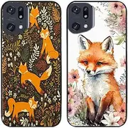2 Pcs/Lot Fox in Flower Printed TPU Soft Gel Silicone Back Phone Case Cover (Case for Oppo Find X5 Pro)