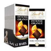 Lindt EXCELLENCE Intense Orange Dark Chocolate Bar Pack of 12 Natural 3.5 oz