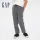 Gap 男童裝 素色鬆緊束口棉褲 碳素軟磨系列-深石楠灰(619547)