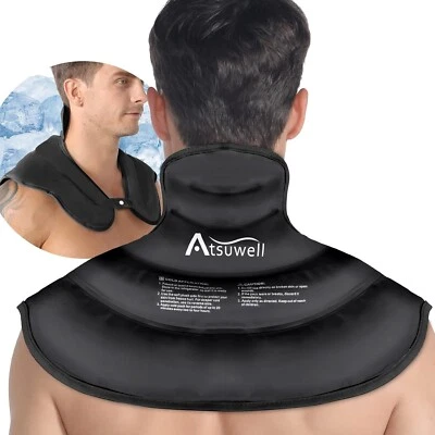 Atsuwell Neck Ice Pack Wrap, Reusable Gel Ice Pack for Neck Shoulders, Cold