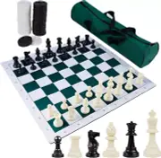Juegoal 20" Portable Chess & Checkers Set, 2 in 1 Travel Board Games for Kids an