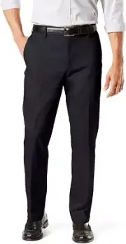 Dockers Men's Athletic Fit Signature Khaki Lux Cotton Stretch Pant, Black, 34x30