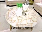 12"x12" White Agate Console Table Top, Geode Agate Coffee Table Home Patio Decor