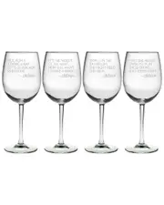 Susquehanna Glass Set of 4 Go Ask Mom Assortment Wine Glass