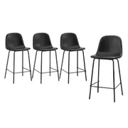 Oikiture 4x Bar Stools Kitchen Dining Chair Counter Stool PU Leather Black