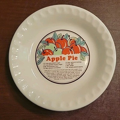 Vintage Sunnycraft 11.25" Ceamic Pie Plate Embossed Recipe NWT