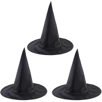 3PCS Black Halloween Witch Hats Halloween Black Witch Hat Witch Cap Costume