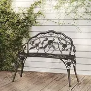 VRAXO Garden Bench 99 cm Cast Aluminium Black -11.35KG,317740