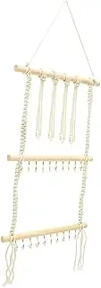 LABRIMP Cotton Rope Wood Hair Bow Organizer Wall Decor for Hair Clips Headbands Display Storage Rack