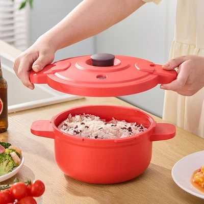 Microwave Pressure Cooker Locking Lid Fireless Small Food Grade PP Soup Pot