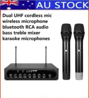 ✅UHF Handheld 2 Wireless Microphone System Cordless Metal Dual Mic Bluetooth RCA