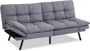 [Opoiar] Futon Sofa Bed Twin, Memory Foam Couch Bed with Mattress and Frame Included,Comfortable Grey Fabric Loveseat Sleeper Sofa for Dorm Apartment Office College Small Space Bedroom