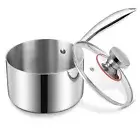 2QT Saucepan with Lid, Triply 18/10 Stainless Steel Sauce Pan with Stay-cool ...