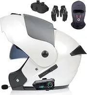 Bluetooth Modular Motorcycle Helmet DOT/ECE Approved Full Face Flip Up Anti-Fog Double Sun Visor Helmet for Adults C,M (57-58cm)