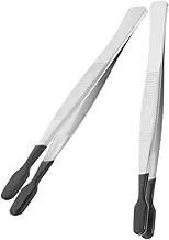 TEHAUX Precision Crafted Metal Tweezers Silicone Tips False Eyelash Auxiliary Curler for Beauty