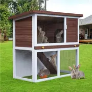 Advwin Rabbit Hutch Chicken Coop 2 Storey Wooden Pet House