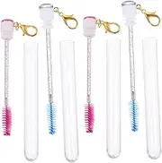 TOVINANNA Ergonomic Eyelash Brush Keychain 4pcs Set Makeup Tools for Lashes Brows Portable Durable