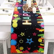Bigqin Happy Birthday Table Runner Oxford Fabric Table Runner for Birthday Party Tablecloth for Dining Room Home Cafe Bar Birthday Party Decor, 180*30cm