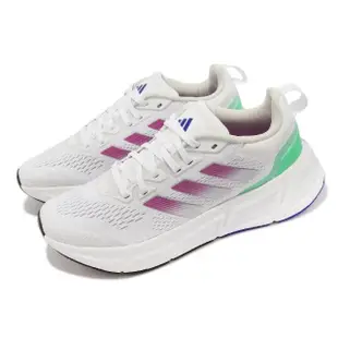 【adidas 愛迪達】慢跑鞋 Questar 白 紫 綠 女鞋 Bounce 緩震 厚底 透氣 運動鞋 愛迪達(HP2431)