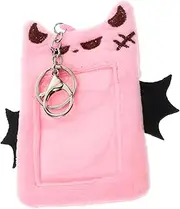 TOGEVAL Cute Devil Wings Photo Card Holder Plush Id Case Keychain Cat Ears Tail Set Student Fan Office