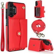 For Samsung Galaxy A13 4G/5G Card Slots Phone Case Accordion Phone Cover with Short Strap and Long S