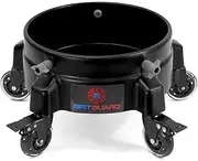Bucket Dolly with Wheels - Rolling Detailing Wash Bucket with 5 Wheels and 2 Locking Casters Compatible with 2.5, 4, 5 and 6 Gallon Buckets (Black, 3" Roller Bearing)