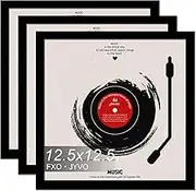 Fxojyvo Vinyl Record Frame for the Wall Display Album Cover, Black 12.5 x 12.5 Frame for any 12 Inch LP Record with Cover - 3 Packs/Black