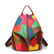 Women Casual Patchwork Genuine Leather Large Capacity Shoulder Bag Crossbody Bags