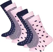 [EWERS] Pack of 6 Children's Socks Dots/Stripes - 6 Pairs of Socks for Girls with Polka Dots/Striped Motifs, Made in Europe, Pink/Blue