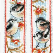 WhimsyStitch Long-Tailed Tits & Red Berries Bookmark Kit: Set of 2 - Create Beau
