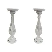 2PK LVD MDF Belle 32cm Pillar/Taper Stick Candle Holder - White