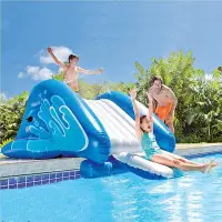 在飛比找Yahoo!奇摩拍賣優惠-充氣滑梯兒童戲水玩具草坪游戲墊噴水大象游泳池噴淋鯊魚滑水道