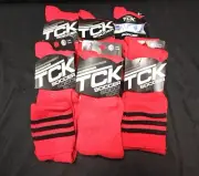 TCK Soccer Socks - 3 Stripes - P3MSP - Scarlet Red /Black Stripes - Large