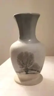 Mike Pollard Studio Pottery Devon Vase Hand Painted Grey Frostey Morning...
