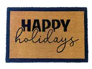 Happy Holidays PVC Backed Coir Doormat - Entry Mat, Welcome Mat, Door mat, Non Slip, Anti Slip, Front Door, Waterproof, Durable