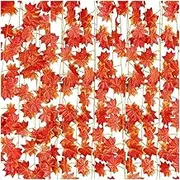 HARLUE 12 Strands Fall Maple Leaves Autumn Ivy Garland Artificial Maple Vines Garland for Thanksgiving,Christmas,Home Decors