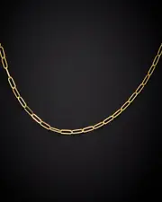 18K Italian Gold 2.1mm Polished Paperclip Chain Necklace