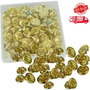 100PCS Pin Backs, Metal Locking Pin Backs, Brass Clutch for Brooch Tie Hat Badge