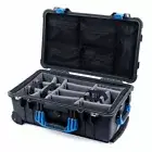 Black & Blue Pelican 1510 case with padded dividers (Grey) & mesh lid org.