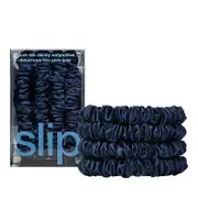 slip Pure Silk Back to Basics Skinny Scrunchies in Navy, Set of 4