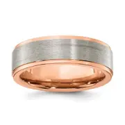 Chisel Titanium Brushed and Polished Rose IP-plated 7mm Band - Ring Size 7.0
