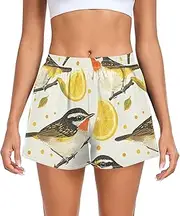 [FRODOTGV] Cute Birds Face Women Athletic Shorts with Pockets Running Shorts for Outdoor Indoor Fitness Work Out S